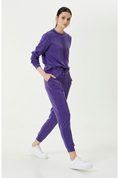 Network Neon Mor Bisiklet Yaka Sweatshirt
