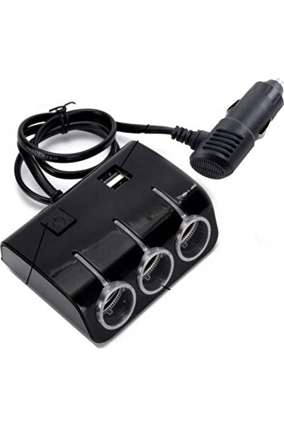 Techmaster Araç Çakmak Çakmaklık Çoklayıcı Çoğaltıcı 3 Çakmak 2 Usb