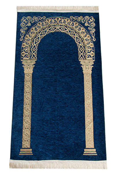 ihvan online Блакитний шовковий килим - розкішний килим з візерунком міхрабу