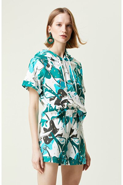 Network Mavi Kısa Kollu Kapüşonlu Sweatshirt