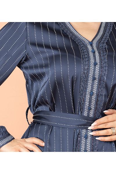 IKKXA Embellished Stripes V-neck Jalabiya