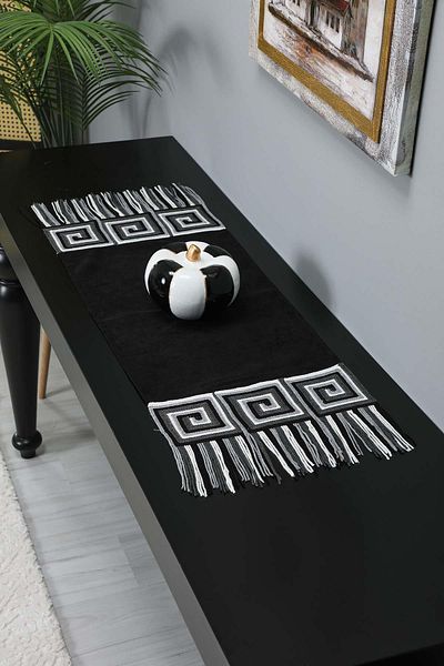 Aisha's Design 90X30 cm Runner - Fringed and Motif, R-91K