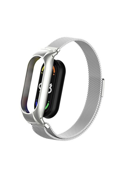 Techmaster Xiaomi Mi Band 7 Uyumlu Metal Hasır Manyetik Kordon Kayış