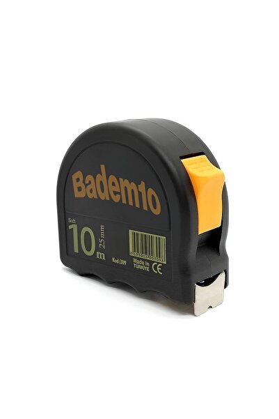 Badem10 Metal cu bandă de înaltă calitate - 10 metri, 25 mm cu butoane, carcasă din plastic moale Măsurare
