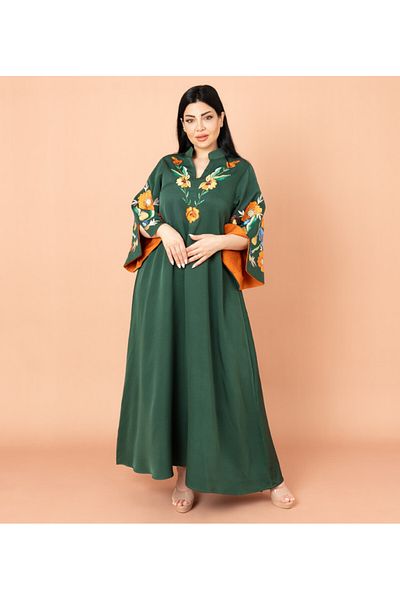 IKKXA Solid Embroidery Elegant Jalabiya