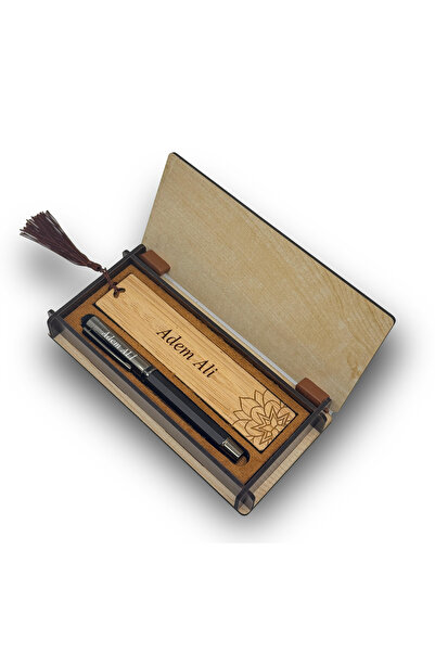 Marmara Creative Kişiye Özel Ahşap Kutulu Kalem & Püsküllü Bambu Kitap Ayracı...