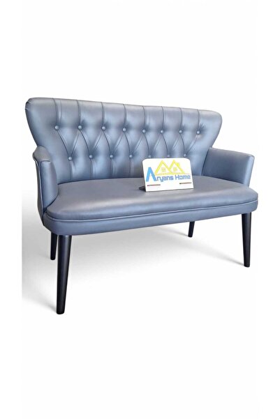 ARYANS HOME Ahşap Ayaklı Kollu Antrasit Gri Deri Ofis Koltuğu Büro Koltuğu Of...