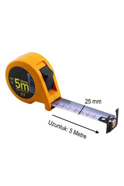 Badem10 5 Meter Magnet Helix Metal Strip with Measuring Plastic Case - Double Sided, 25 mm Width