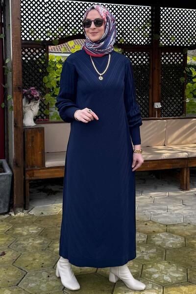 Rabia Şamlı Πλεκτό φόρεμα Navy Blue Rain