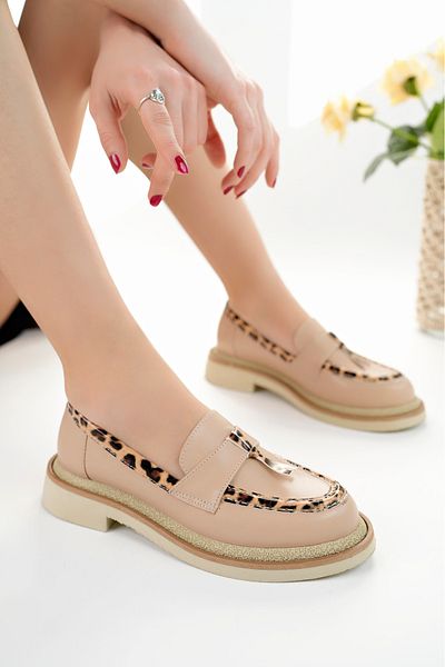 MARSHETTA Дамски ежедневни обувки Shadow Model Beige Skin с леопардови райета и катарама