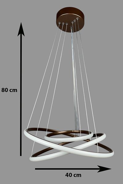 LEGACY Rings Modern Design Brown - Bedroom - Living Room - Children's Room - Kitchen White Led 3-Piece Chandelier
