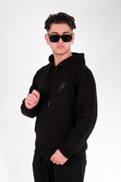 MODA 3 Thread Hooded Black Sweatshirt with Fleece Inside