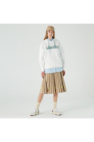 Lacoste Fusta de damă, cu croială largi, imprimată bej