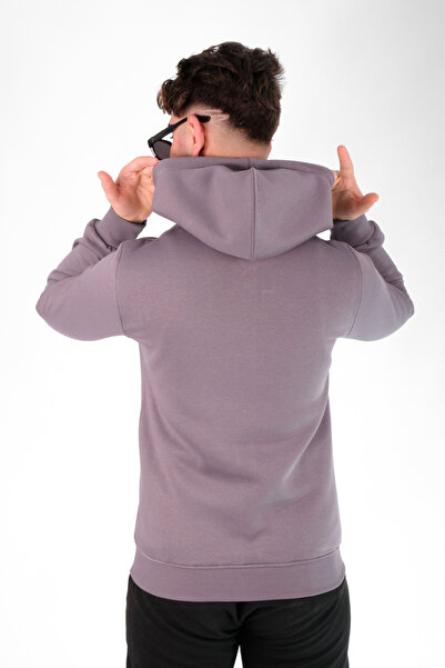 MODA 3 Thread Hooded Zippered Smoked Sweatshirt with Fleece Inside
