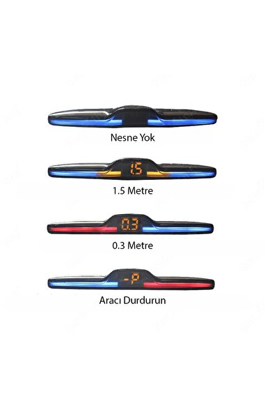 Techmaster Renk Değiştiren Ekranlı Araç Park Sensörü Sesli 22mm Siyah PS01