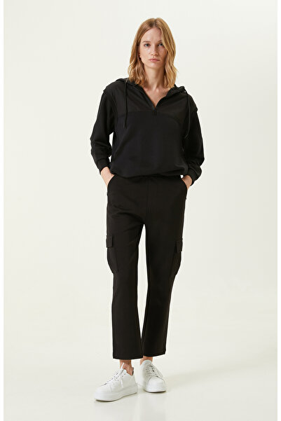 Network N-tech Siyah Pamuklu Kolda Fermuar Detaylı Sweatshirt