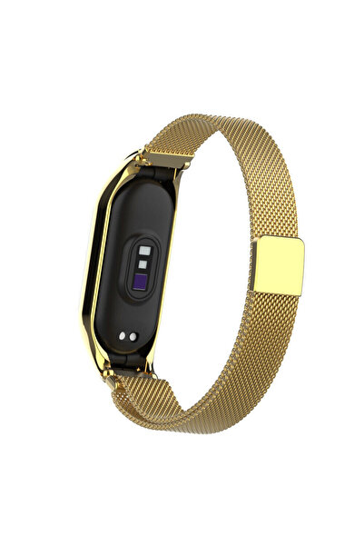 Techmaster Xiaomi Mi Band 7 Uyumlu Metal Hasır Manyetik Kordon Kayış