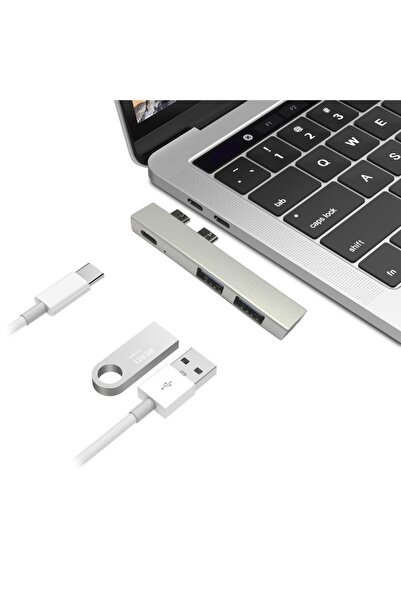 Techmaster Macbook Pro Air Için 2x Usb 3.0 Type-c Şarj Hub Adaptör Çevirici