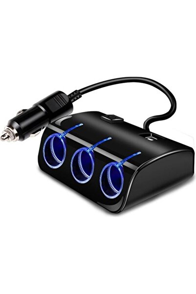 Techmaster Araç Çakmak Çakmaklık Çoklayıcı Çoğaltıcı 3 Çakmak 2 Usb