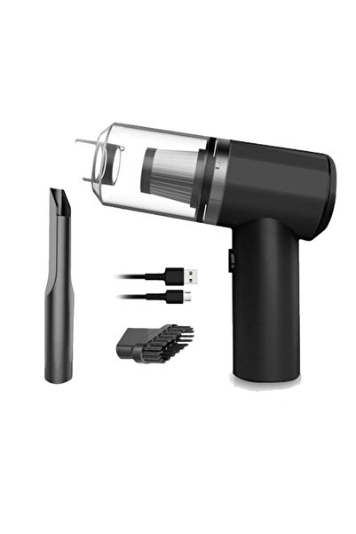 Techmaster Mini Kablosuz Şarjlı Ev Araç Süpürgesi Süper Güçlü Emiş Siyah