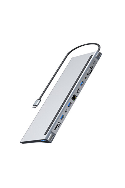 Techmaster Notebook Dock Station Usb 3.1 Type C Uhd 4k Hdmı Minidp Vga Audio