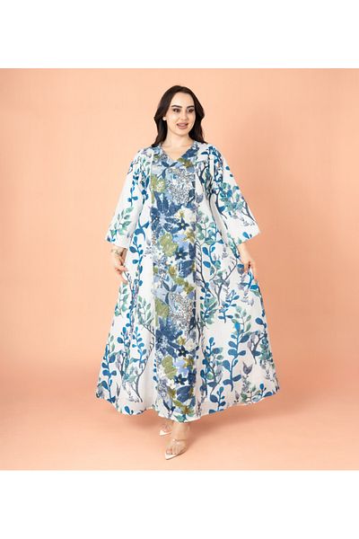 IKKXA Embroidery Applique Wide Cut Jalabiya