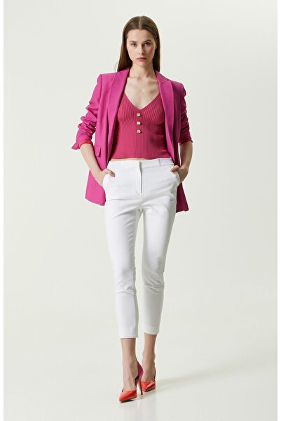 Network Fuşya V Yaka Askılı Kazak