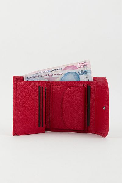 Fossil Boxed Genuine Leather Red Small Size Multi-Compartment Women's Hand Portfolio Card Holder Wallet