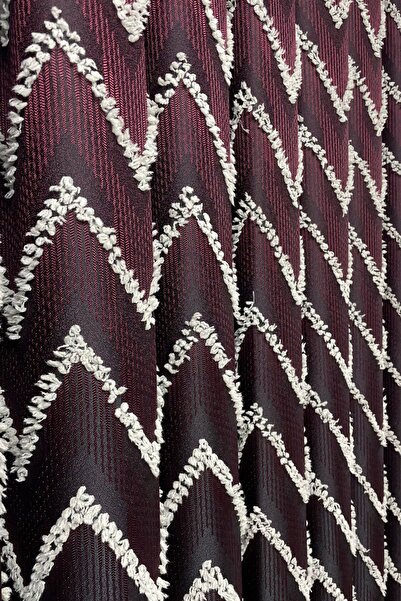 Cortibo Verona Patterned 1 to 3 Pleated Background Curtain Burgundy
