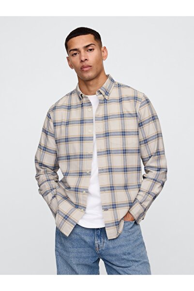 GAP Erkek Gri Standard Fit Oxford Gömlek