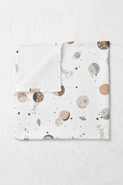 Wheeppo بطانية موسلين مطبوعة رقمية فاخرة Spacebit - 75x100 سم