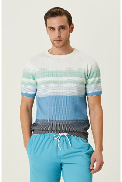 Network Mavi Çizgili Kazak