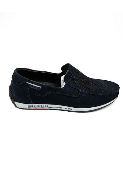 JAMES FRANCO 5091 Navy Blue Nubuck Leather Men's Casual Shoes