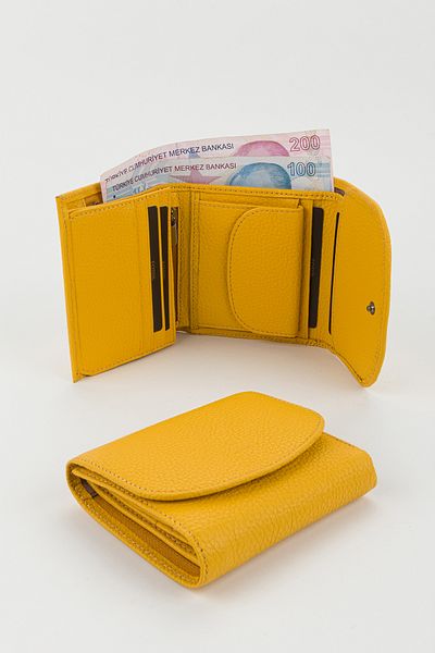Fossil Boxed Genuine Leather Yellow Small Size Multi-Compartment Women's Hand Portfolio Card Holder Wallet