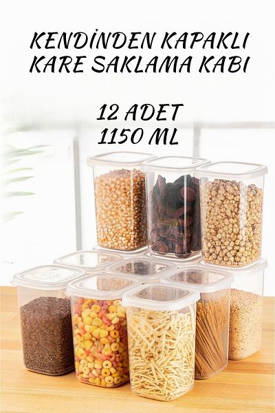 SUPERPUP Set of 12 Self-Covered Square Storage Containers Food and Condiment Set 1150 ml