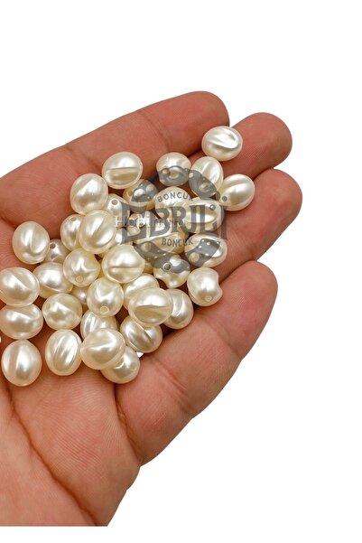 Ebruli Boncuk 12/14/15mm Şekilsiz Krem İnci Plastik Boncuk Takı Yapımı Bead (...