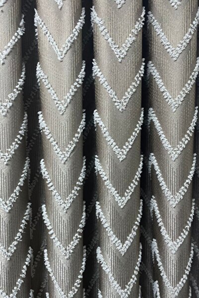 Cortibo Verona Patterned Background Curtain Mink - Without Piles