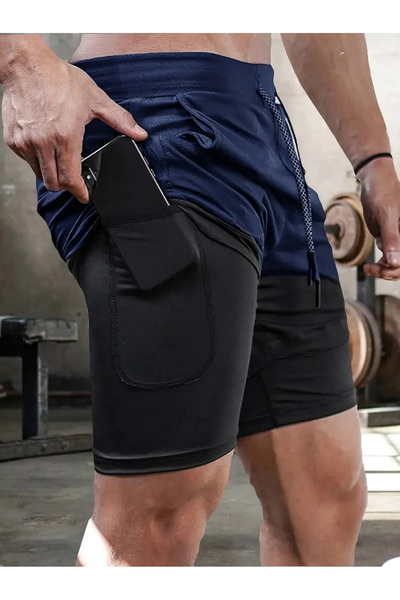 Karatopak 2 Adet Erkek Hızlı Kuruyan Atletik Şort - Çift Katmanlı, Nefes Alabilir & Esnek Basketbol, Fitness