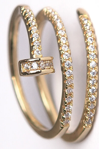 COLLECTİON Ayarlanabilir Altın Kaplama Çivi Yüzük