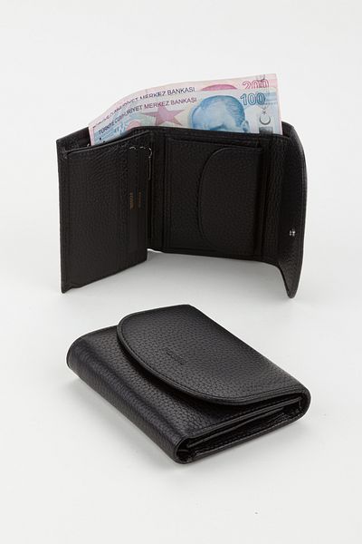 Fossil Boxed Genuine Leather Black Small Size Multi-Compartment Women's Hand Portfolio Card Holder Wallet