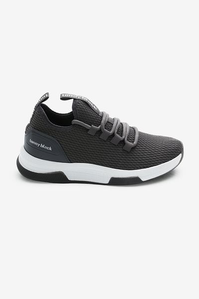 Tonny Black Αθλητικά παπούτσια Unisex σκούρο γκρι αναπνεύσιμο ύφασμα με πολυ σόλα με κορδόνια