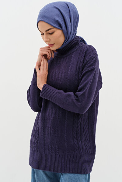 Tuğba Örgü Desen Triko Tunik - Lacivert