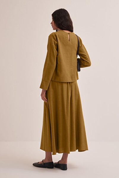 EBU Prive Σετ γυναικεία μπλούζα και φούστα από οργανικό βαμβάκι με σχέδιο κέλυφος καρυδιάς