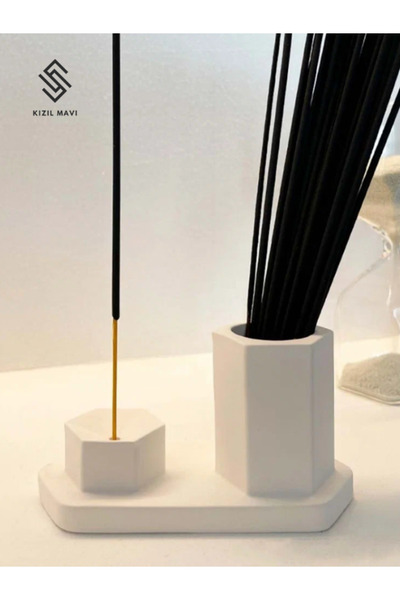 KIZIL MAVİ Relax Dekoratif Tütsülük Tütsü Saklama Vazolu