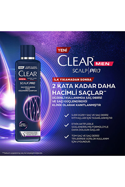 Clear Men Scalp Pro Güçlendirici Şampuan Saç Dökülmesine Ve Kepeğe Karşı Etkili 300 ml X2