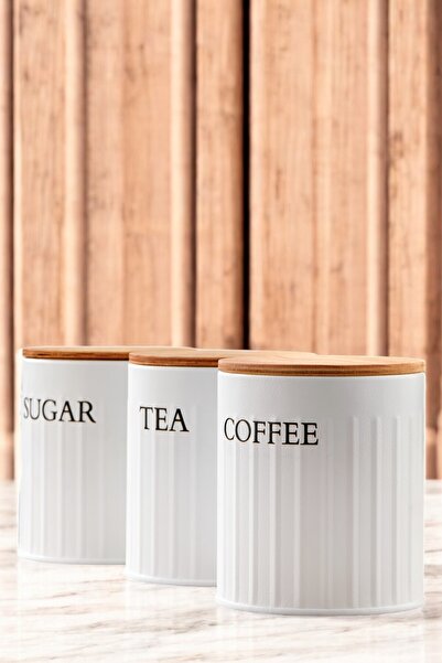 hemlife صندوق تخزين معدني مكون من 3 قطع مع غطاء خشبي، حاوية تخزين برطمانات ال...