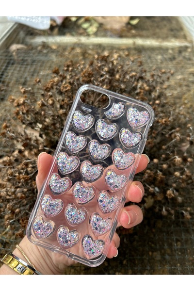 OVADA İphone 7/8/SE Uyumlu Uyumlu 3D Kalp Çıkıntılı Kılıf