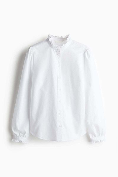 H&M Frill-trimmed Oxford Blouse
