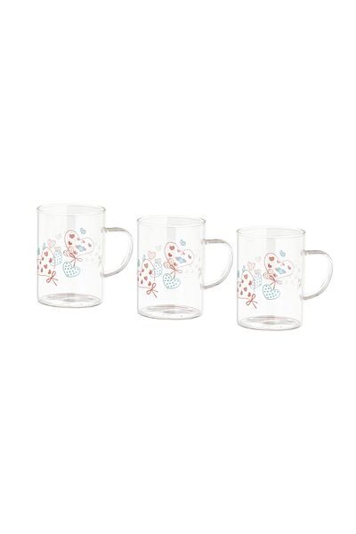 HIC Glass Cup Set 3 Pieces With Design 240 ml