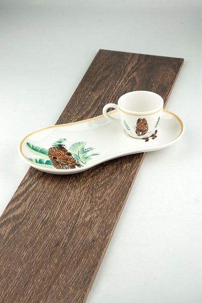 Bursa Porselen Dekor Set of Coffee Cups with Safari Presenter